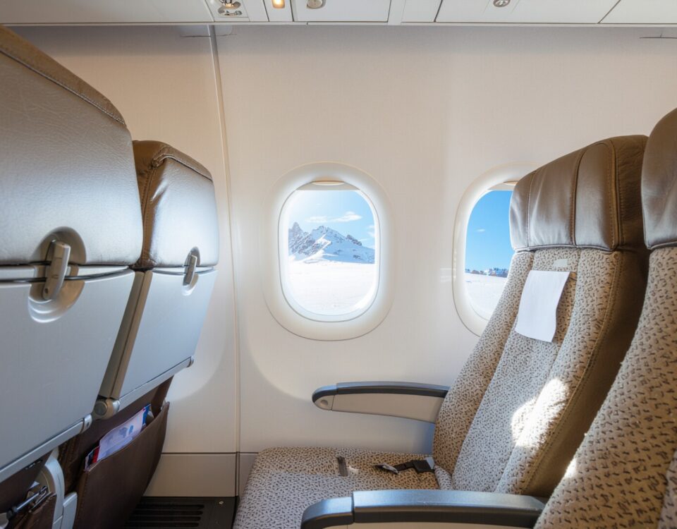 winter holiday flight cabin